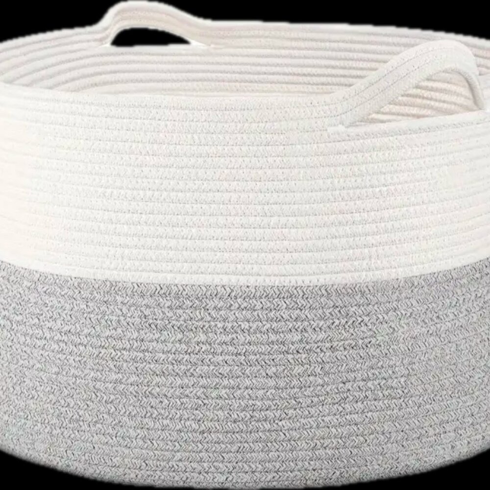 XL Woven Basket Light Grey Storage and Organization New